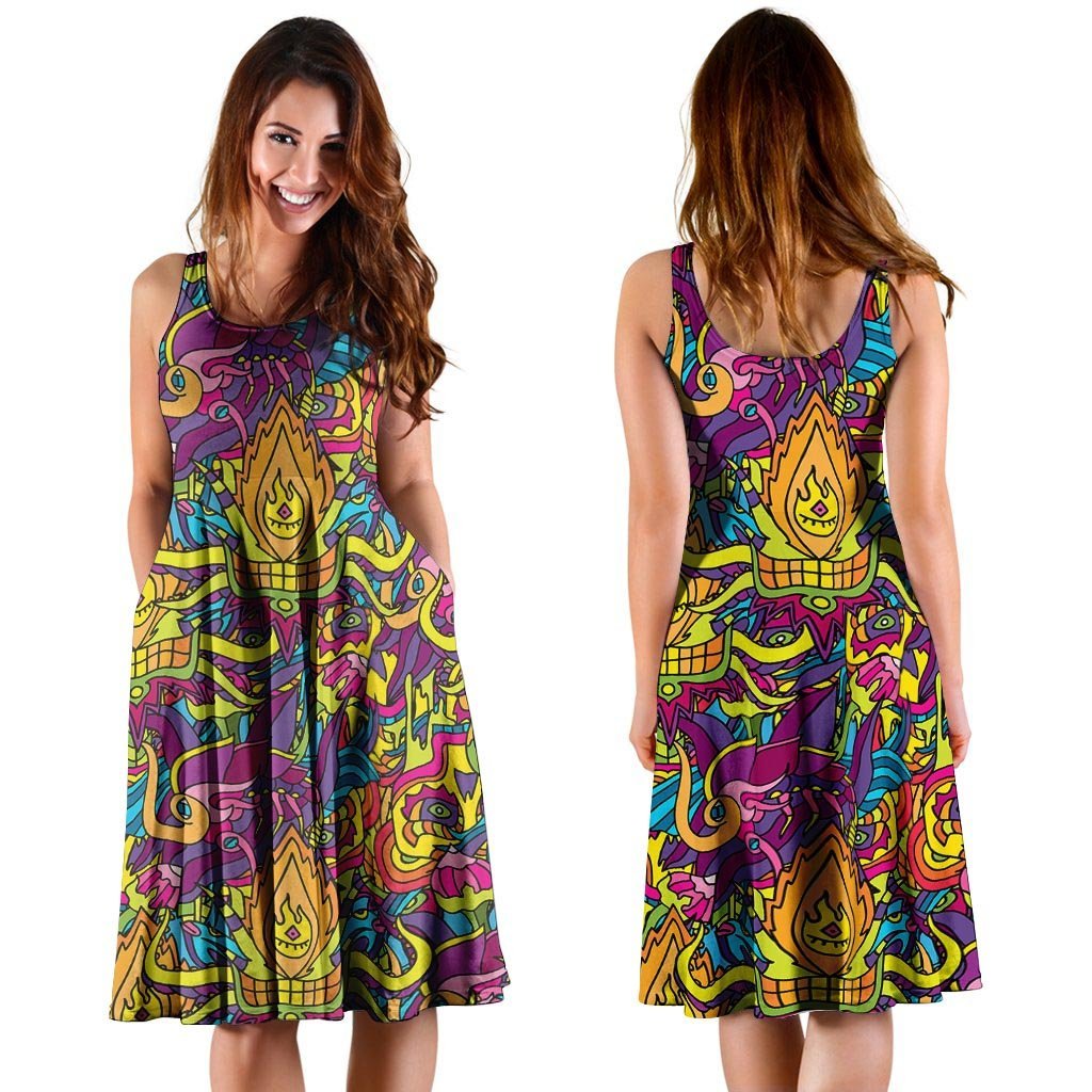 Hippie Flame Psychedelic Trippy Dress-grizzshop