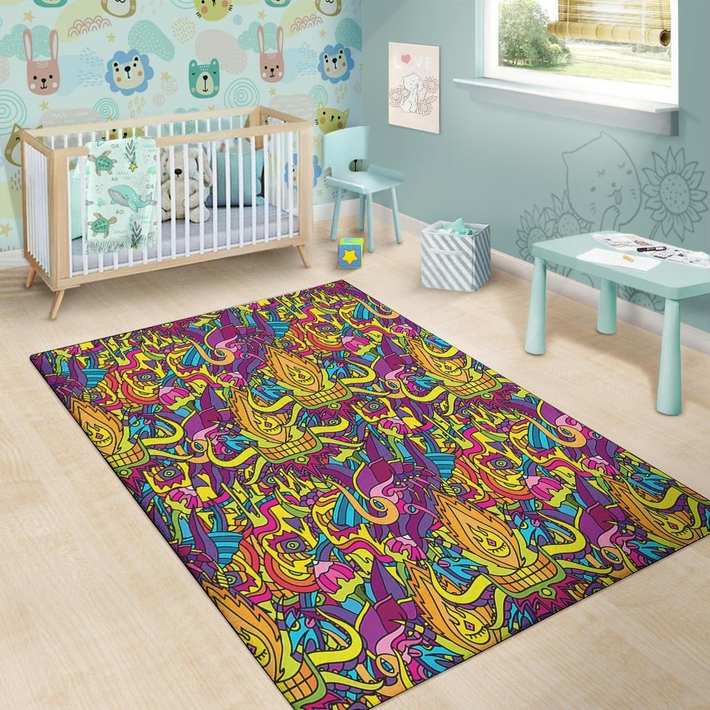 Hippie Flame Psychedelic Trippy Floor Mat-grizzshop