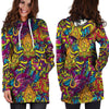 Hippie Flame Psychedelic Trippy Hoodie Dress-grizzshop