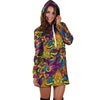 Hippie Flame Psychedelic Trippy Hoodie Dress-grizzshop