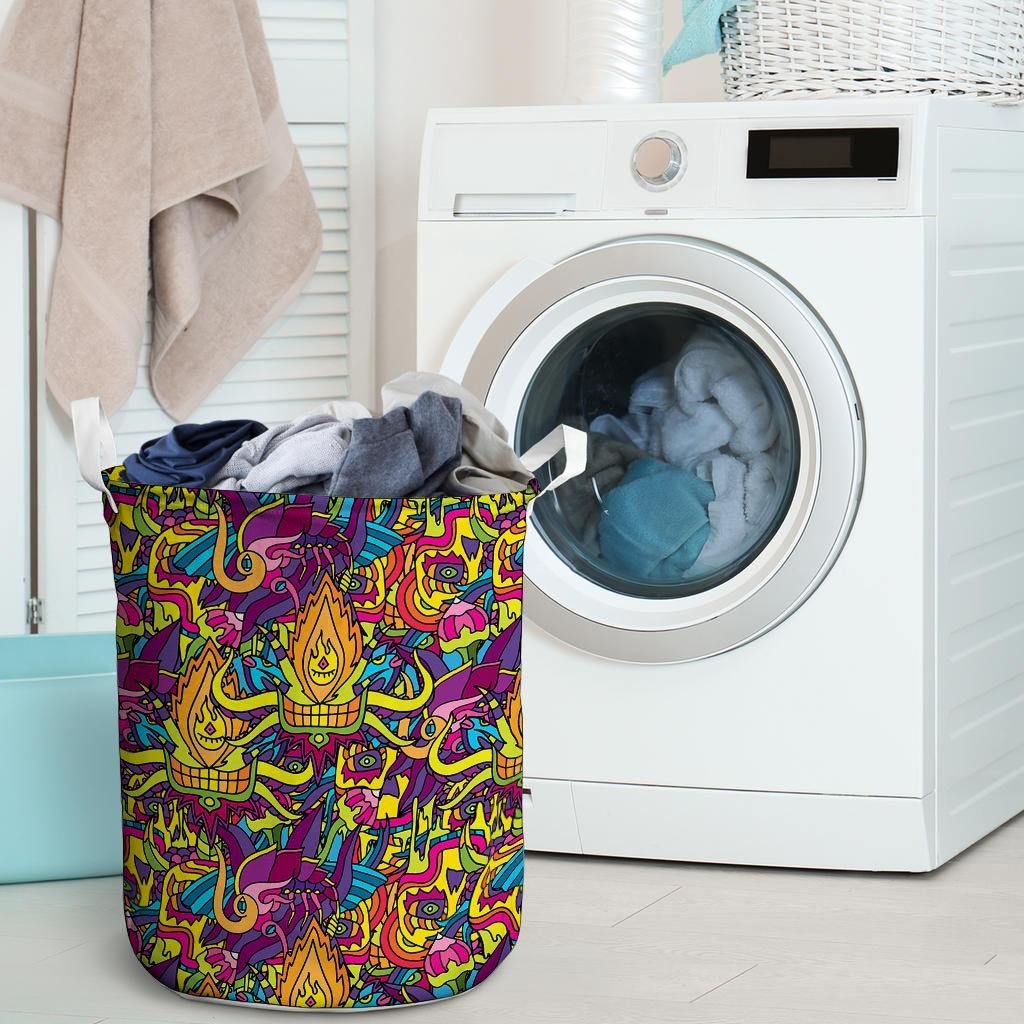 Hippie Flame Psychedelic Trippy Laundry Basket-grizzshop