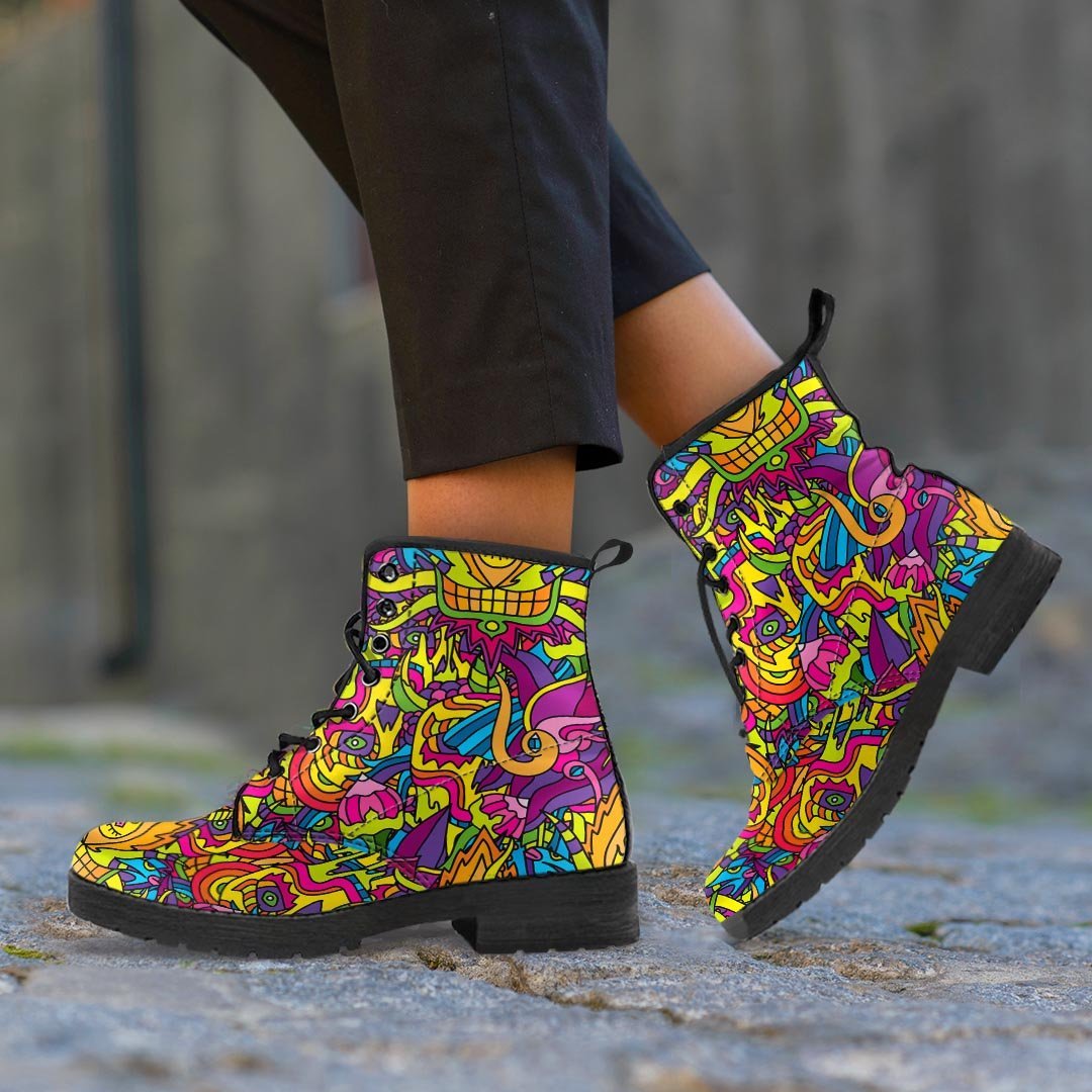 Hippie Flame Psychedelic Trippy Men's Boots-grizzshop