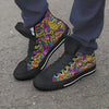 Hippie Flame Psychedelic Trippy Men's High Top Shoes-grizzshop