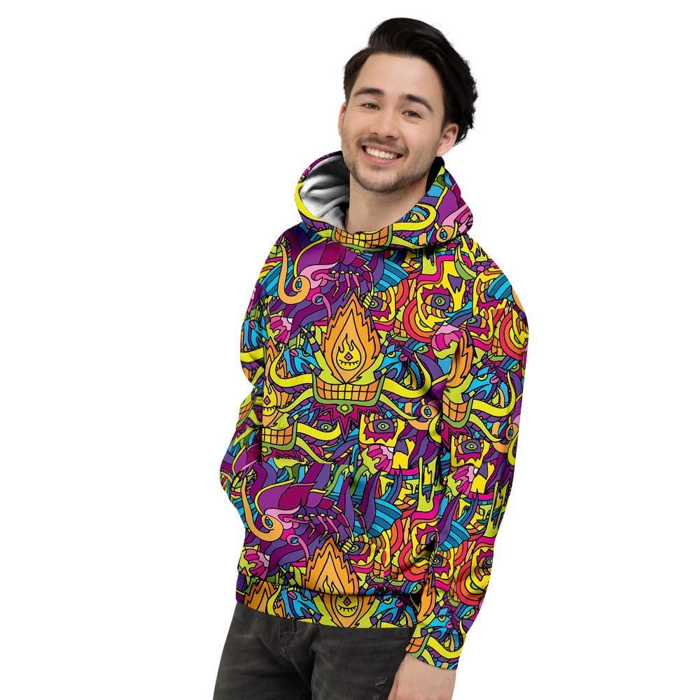 Hippie Flame Psychedelic Trippy Men's Hoodie-grizzshop