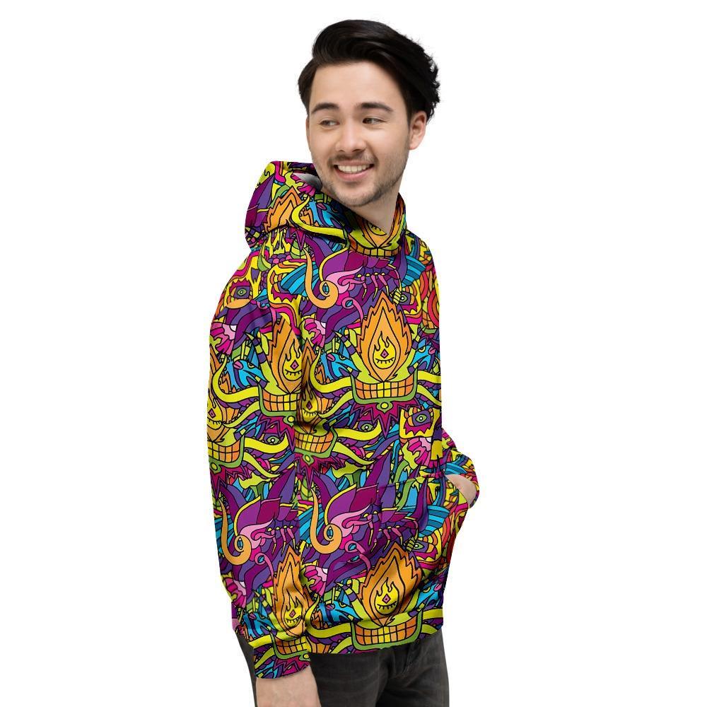 Hippie Flame Psychedelic Trippy Men's Hoodie-grizzshop