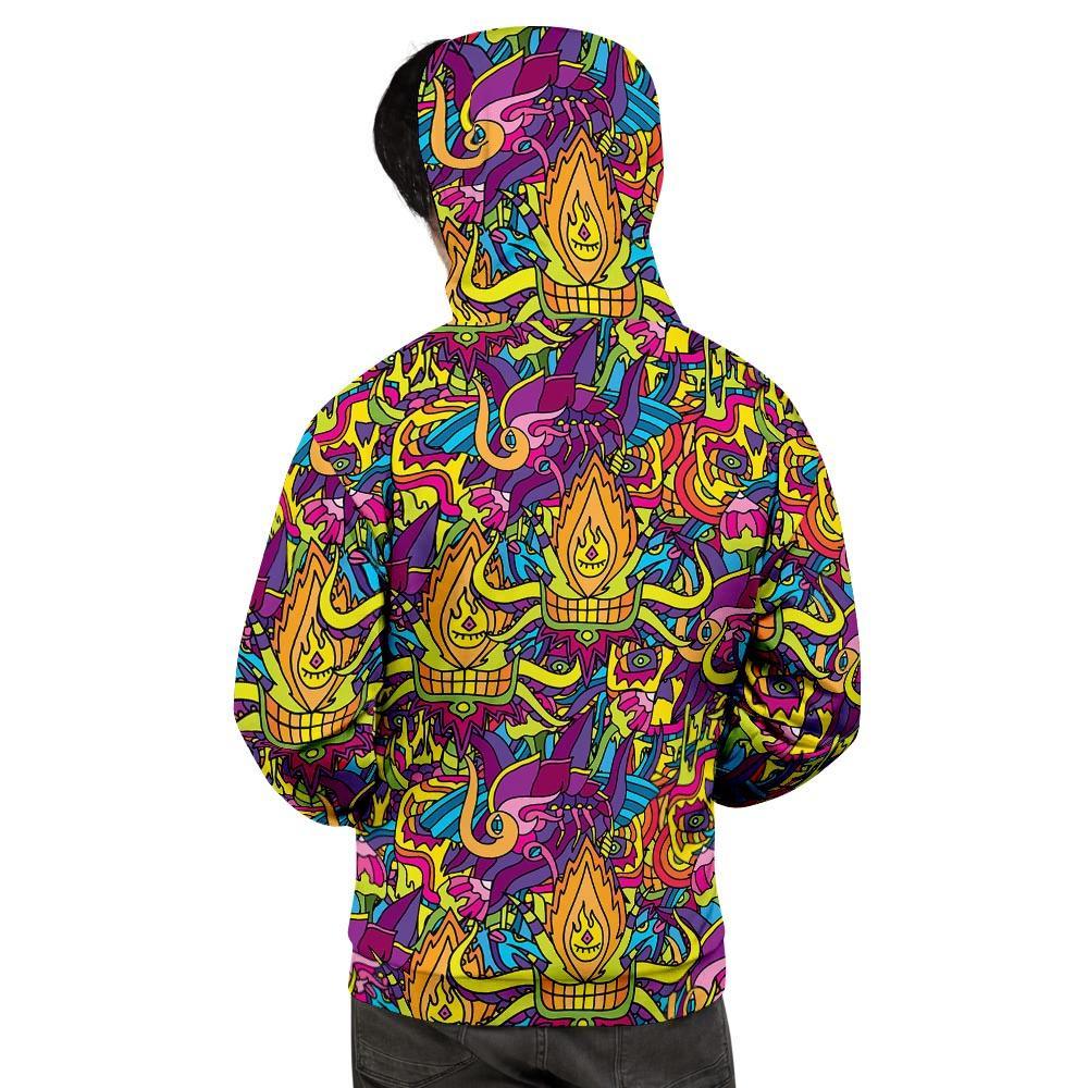 Hippie Flame Psychedelic Trippy Men's Hoodie-grizzshop