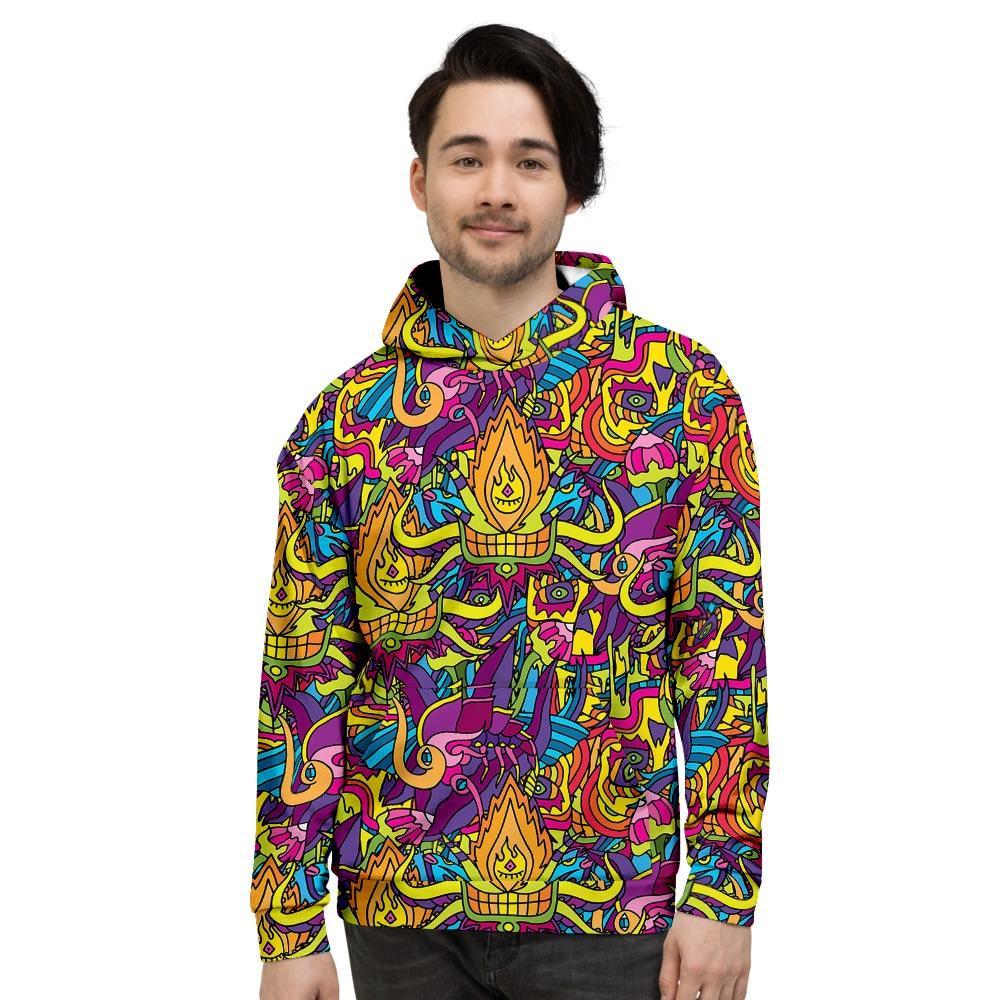 Hippie Flame Psychedelic Trippy Men's Hoodie-grizzshop