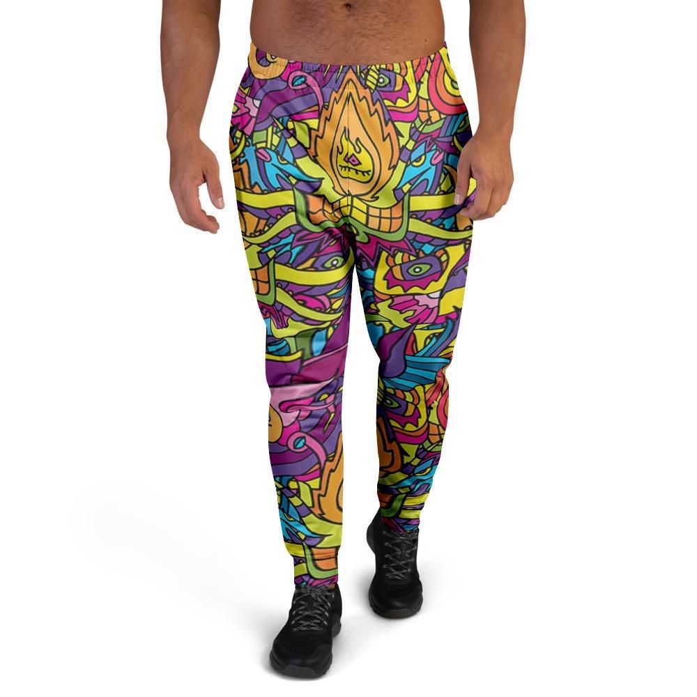 Hippie Flame Psychedelic Trippy Men's Joggers-grizzshop