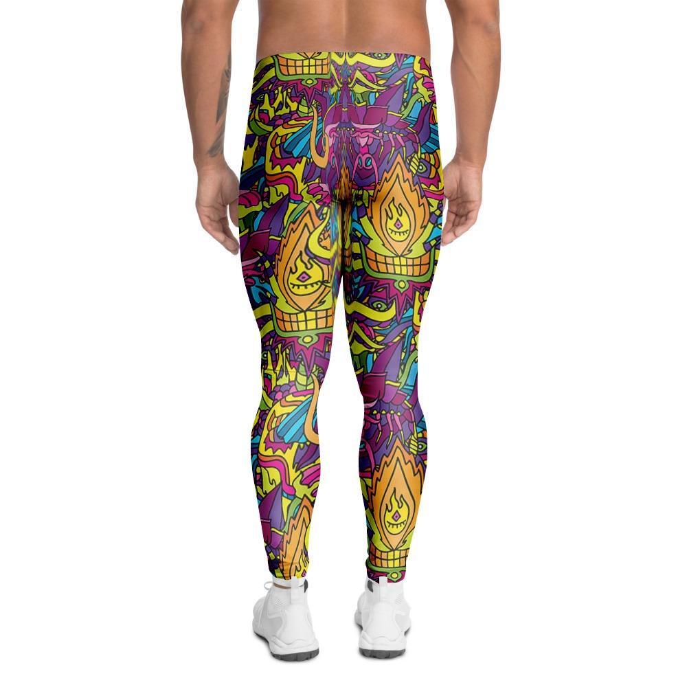 Hippie Flame Psychedelic Trippy Men's Leggings-grizzshop