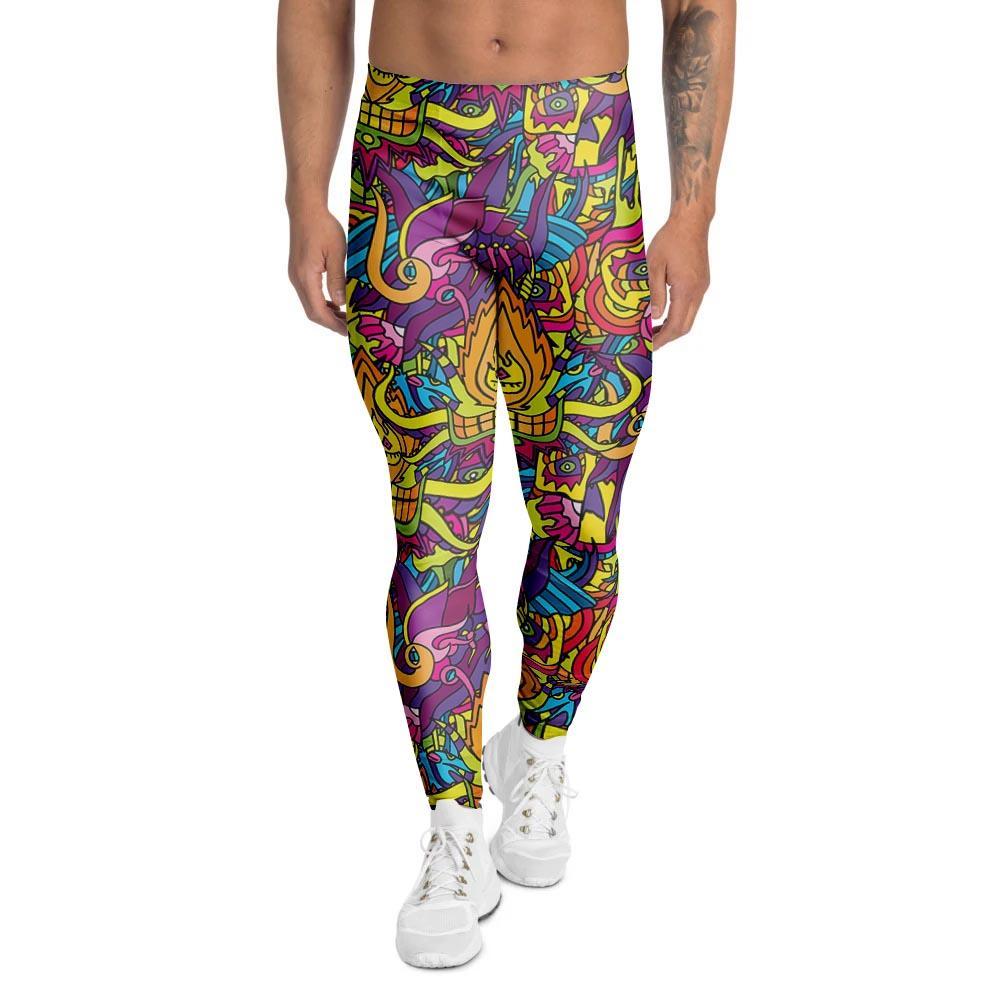 Hippie Flame Psychedelic Trippy Men's Leggings-grizzshop