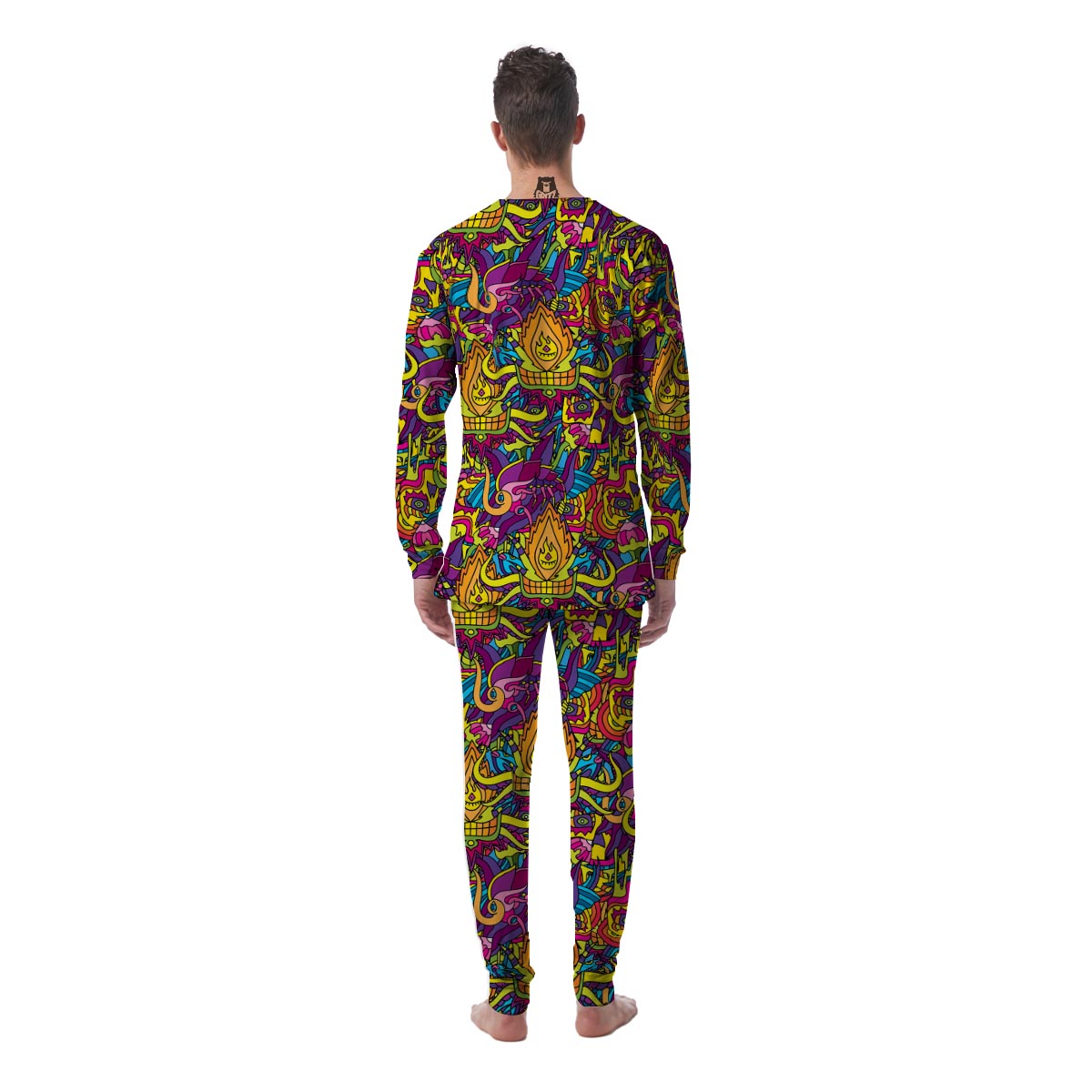 Hippie Flame Psychedelic Trippy Men's Pajamas-grizzshop