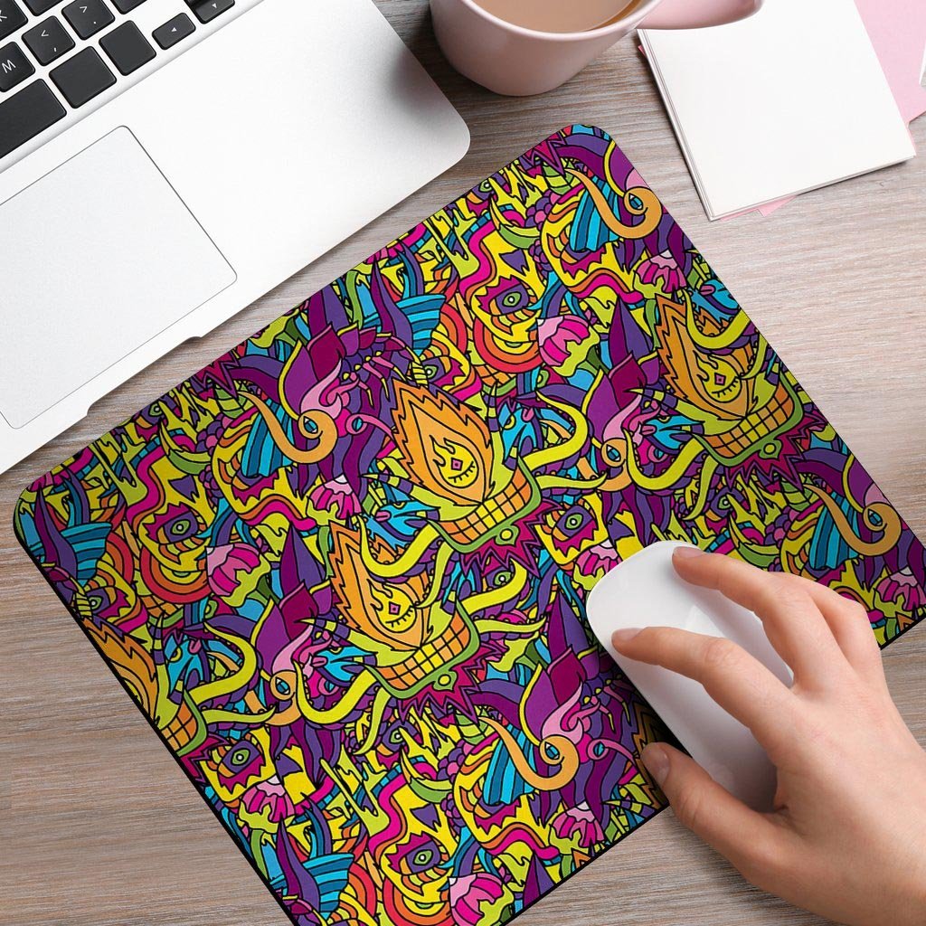 Hippie Flame Psychedelic Trippy Mouse Pad-grizzshop