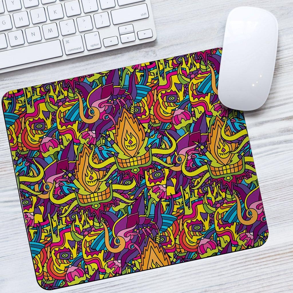 Hippie Flame Psychedelic Trippy Mouse Pad-grizzshop