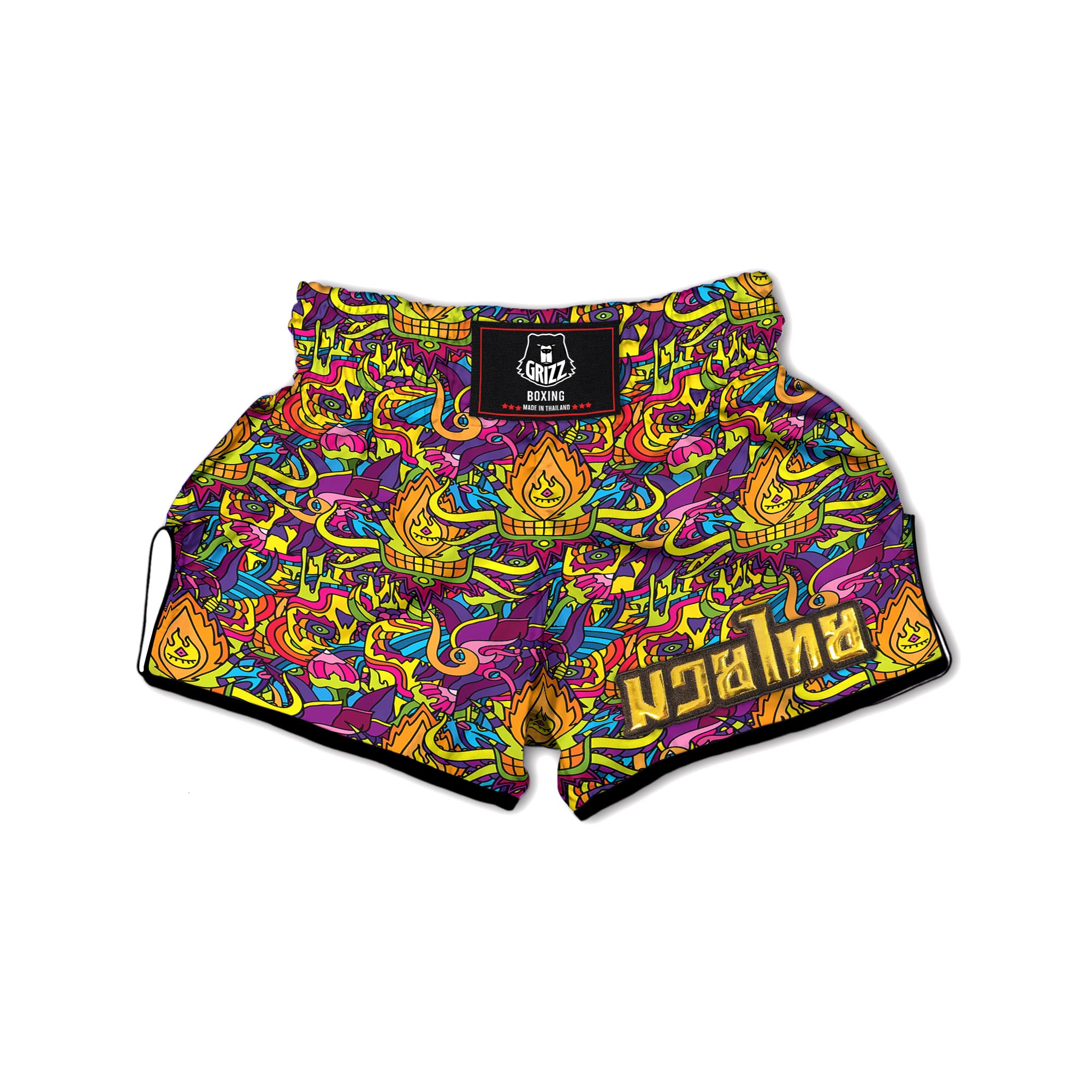 Hippie Flame Psychedelic Trippy Muay Thai Boxing Shorts-grizzshop