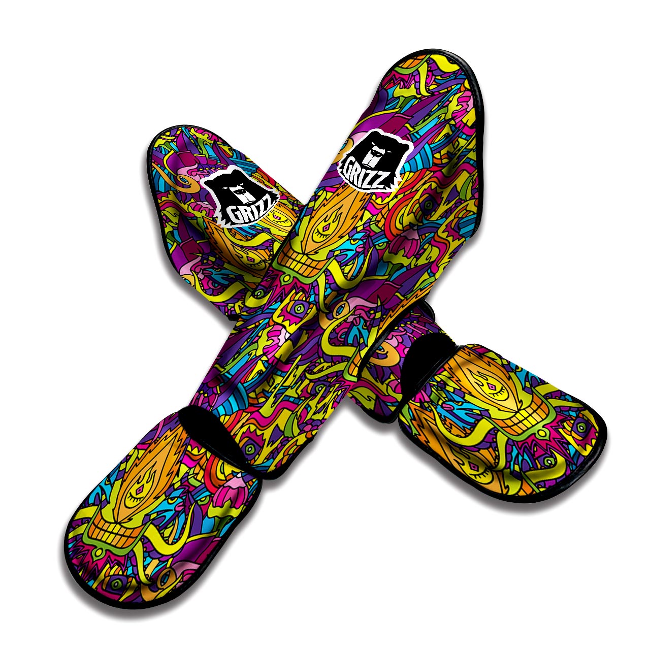 Hippie Flame Psychedelic Trippy Muay Thai Shin Guard-grizzshop