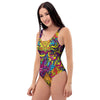 Hippie Flame Psychedelic Trippy One Piece Swimsuite-grizzshop