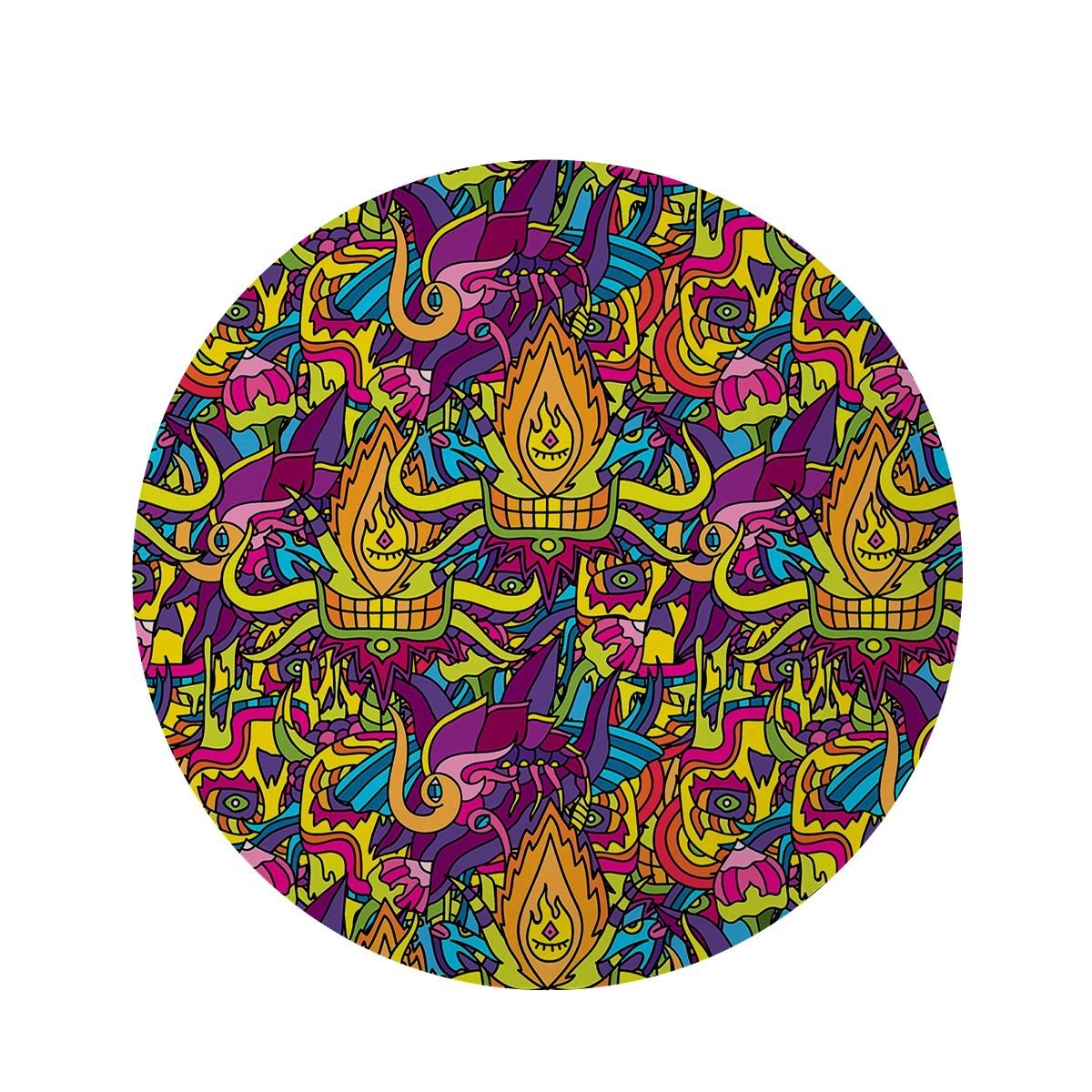 Hippie Flame Psychedelic Trippy Round Rug-grizzshop