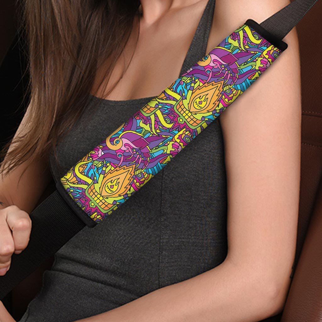 Hippie Flame Psychedelic Trippy Seat Belt Cover-grizzshop