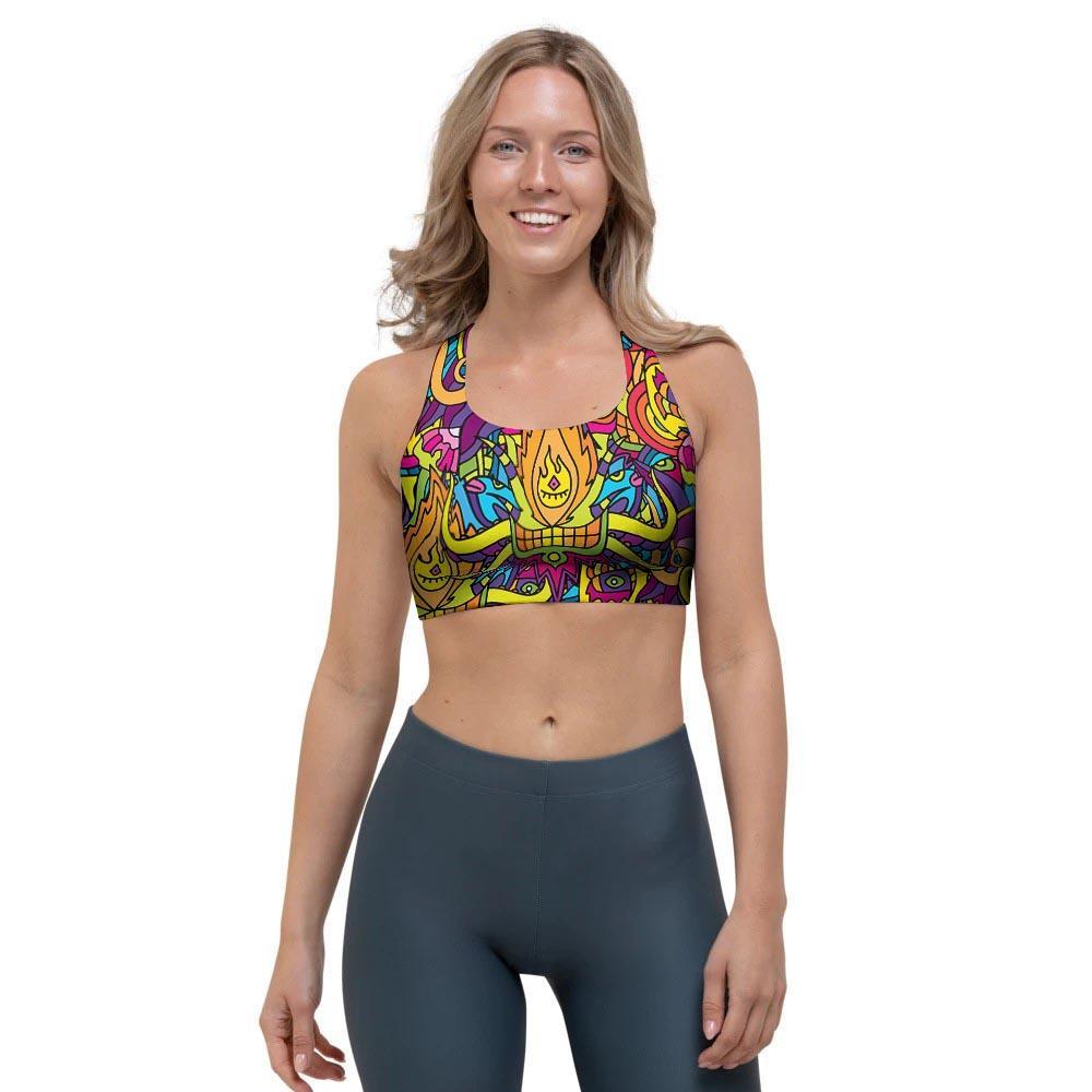 Hippie Flame Psychedelic Trippy Sports Bra-grizzshop