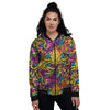 Hippie Flame Psychedelic Trippy Women's Bomber Jacket-grizzshop