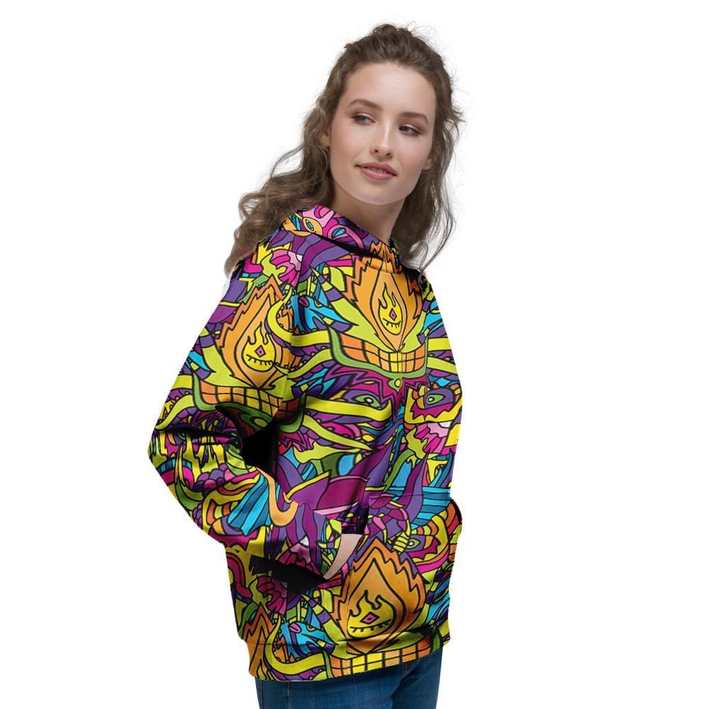 Hippie Flame Psychedelic Trippy Women's Hoodie-grizzshop