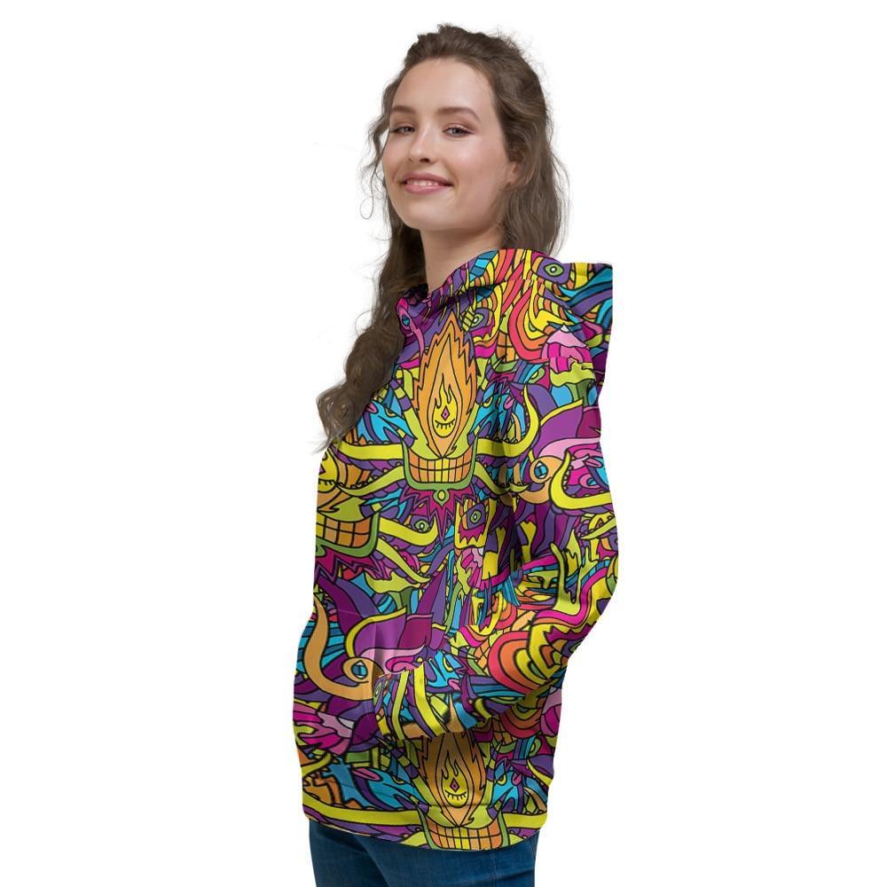 Hippie Flame Psychedelic Trippy Women's Hoodie-grizzshop