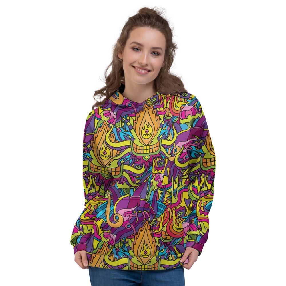 Hippie Flame Psychedelic Trippy Women's Hoodie-grizzshop