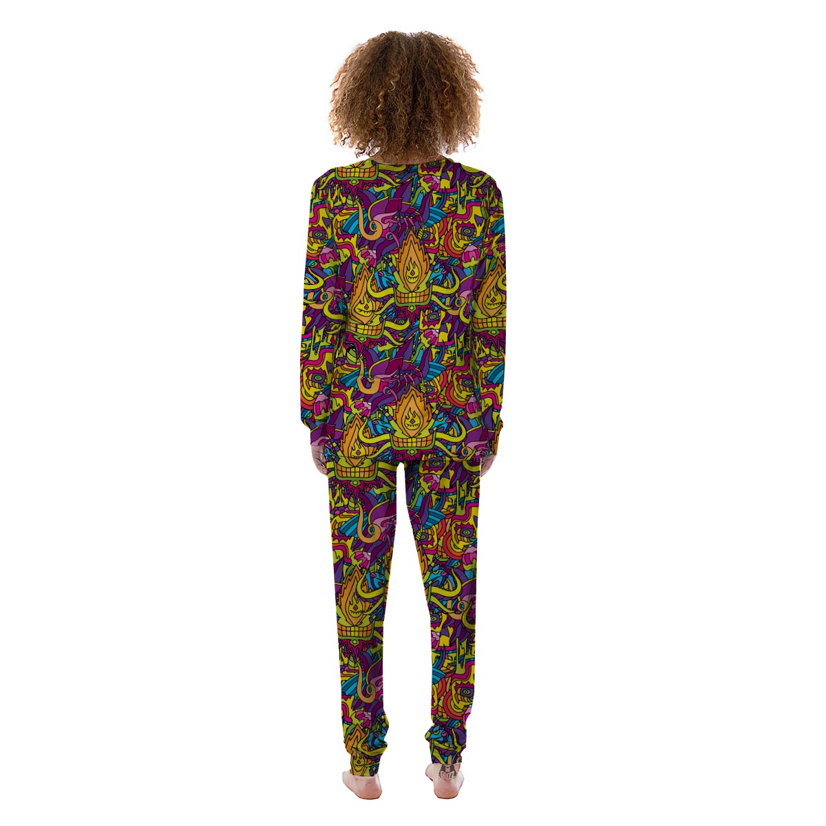 Hippie Flame Psychedelic Trippy Women's Pajamas-grizzshop