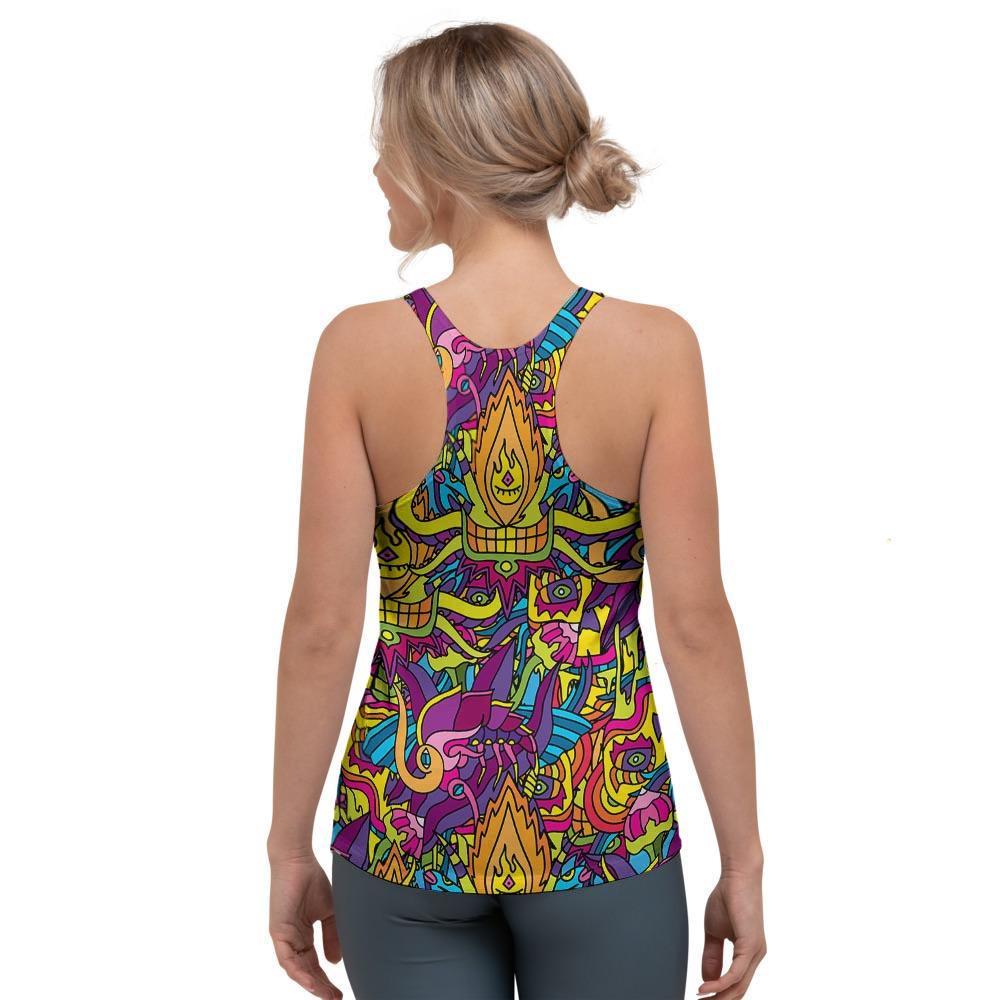 Hippie Flame Psychedelic Trippy Women's Racerback Tank Top-grizzshop