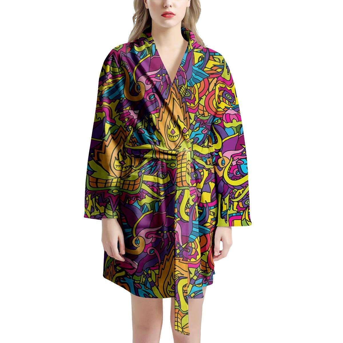 Hippie Flame Psychedelic Trippy Women's Robe-grizzshop