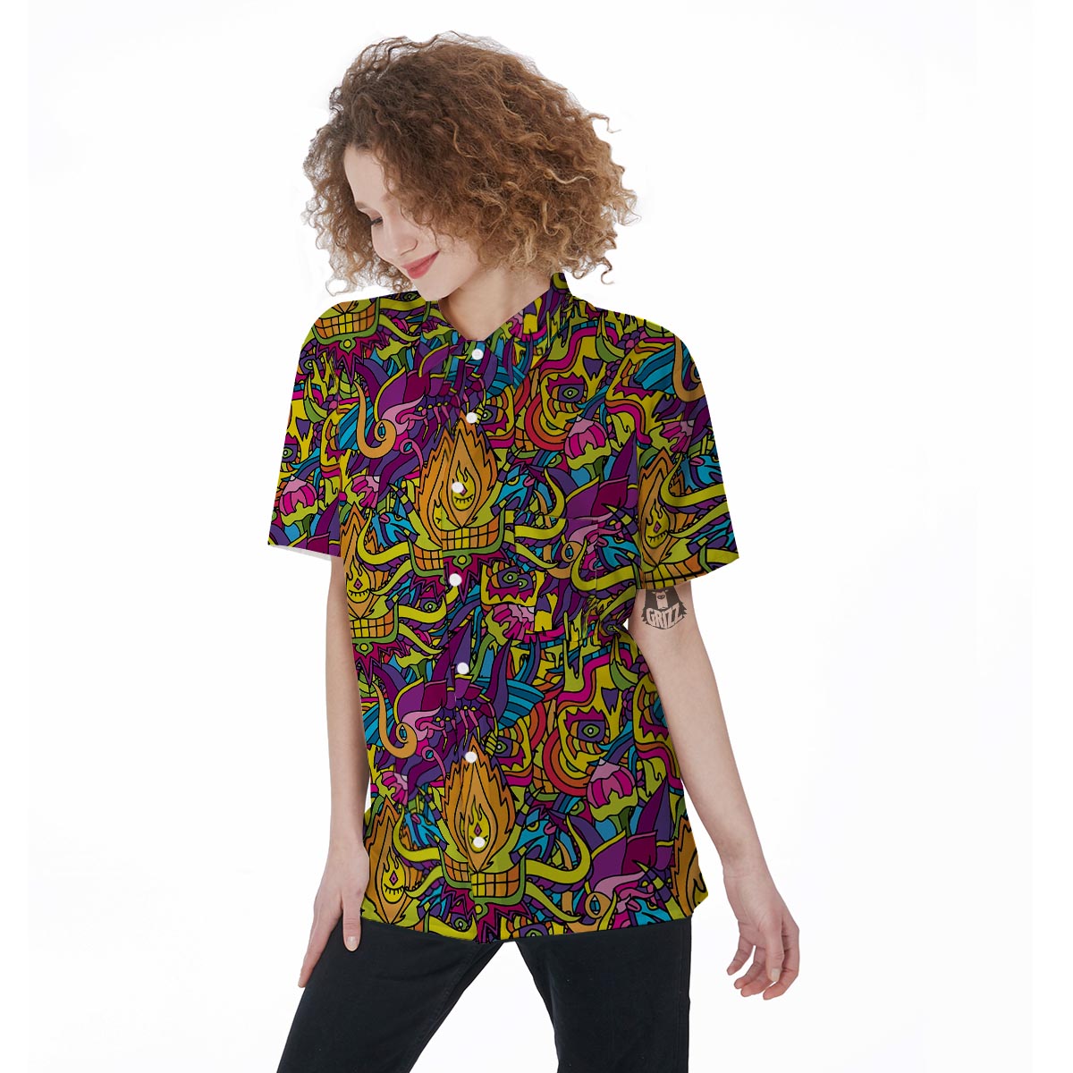 Hippie Flame Psychedelic Trippy Women's Short Sleeve Shirts-grizzshop