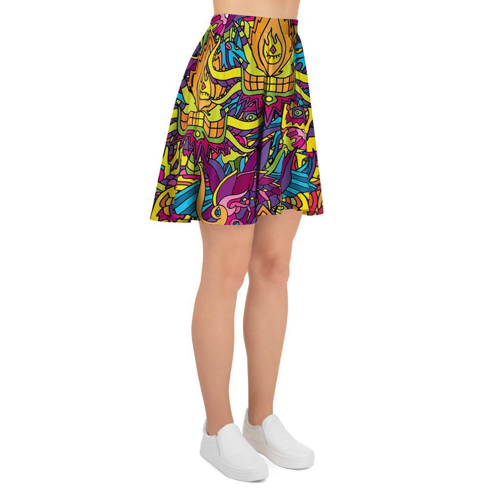 Hippie Flame Psychedelic Trippy Women's Skirt-grizzshop