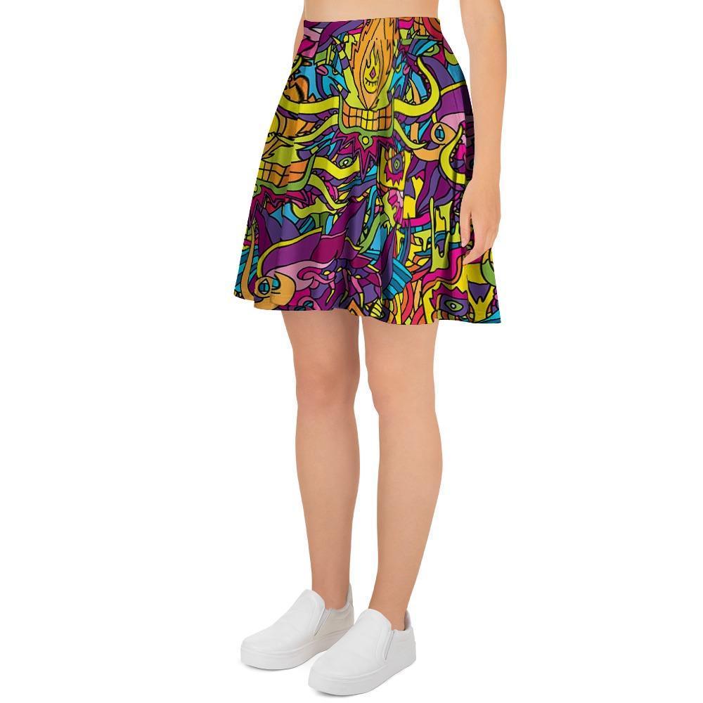 Hippie Flame Psychedelic Trippy Women's Skirt-grizzshop