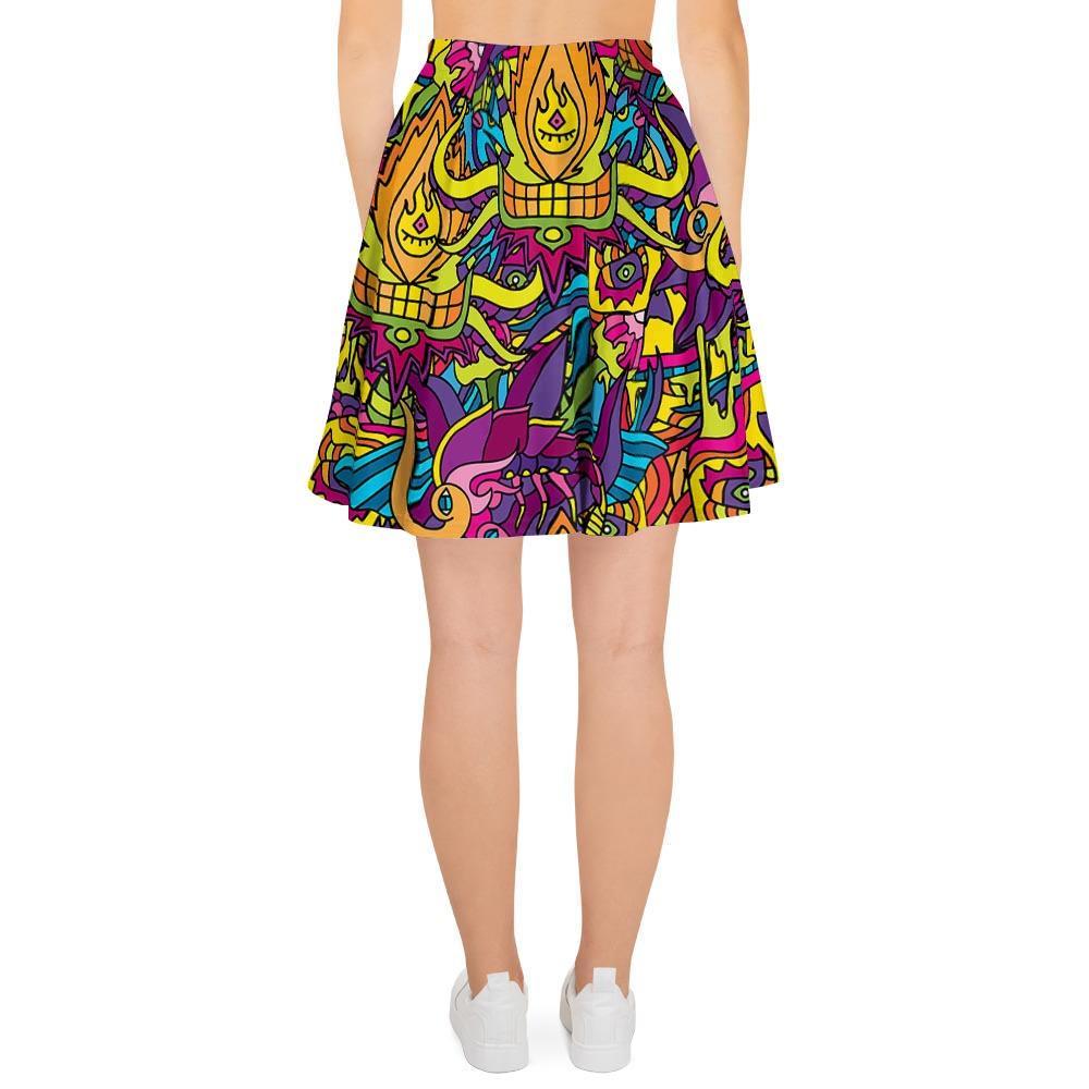 Hippie Flame Psychedelic Trippy Women's Skirt-grizzshop