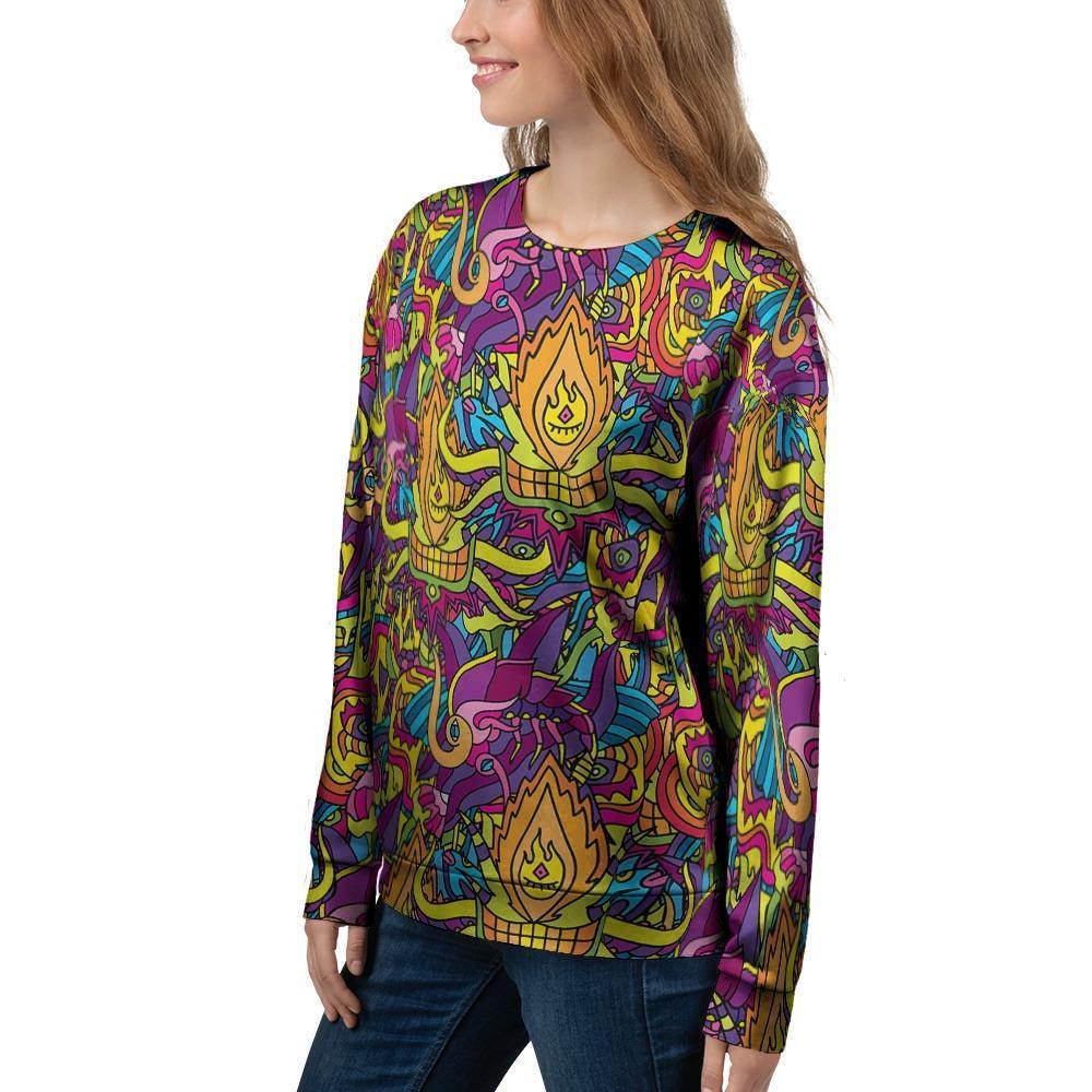 Hippie Flame Psychedelic Trippy Women's Sweatshirt-grizzshop