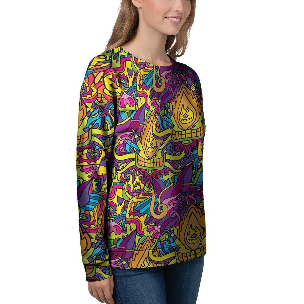 Hippie Flame Psychedelic Trippy Women's Sweatshirt-grizzshop