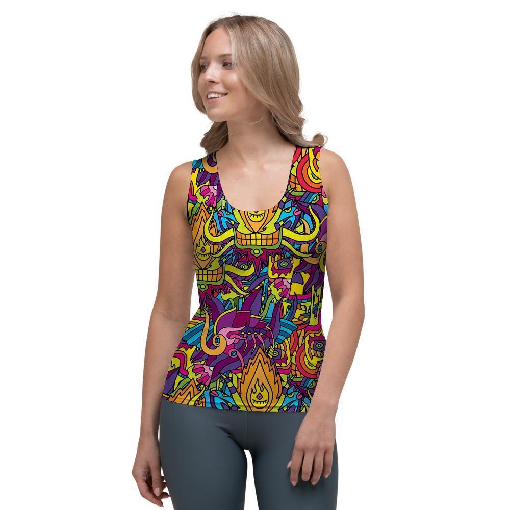 Hippie Flame Psychedelic Trippy Women's Tank Top-grizzshop