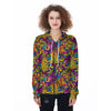 Hippie Flame Psychedelic Trippy Women's Zip Up Hoodie-grizzshop