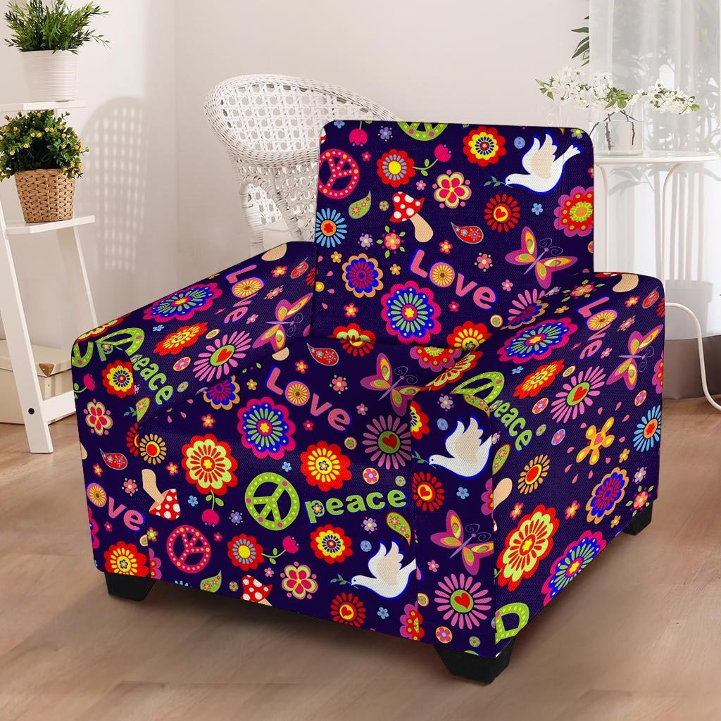 Hippie Floral Armchair Cover-grizzshop