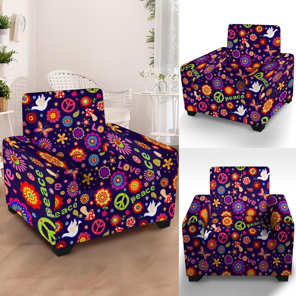 Hippie Floral Armchair Cover-grizzshop