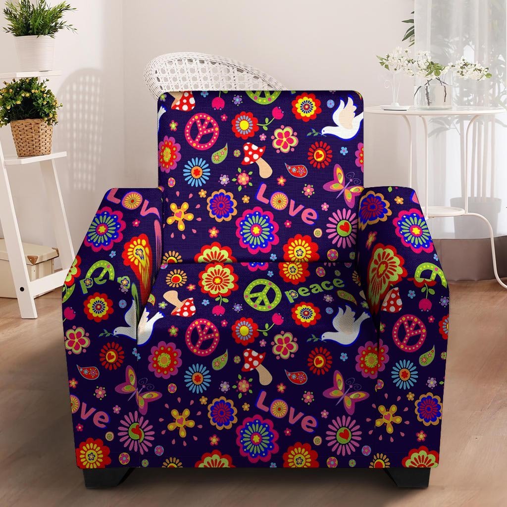 Hippie Floral Armchair Cover-grizzshop