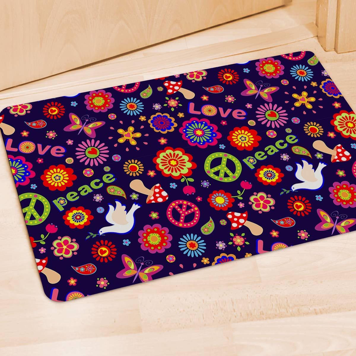 Hippie Floral Door Mat-grizzshop