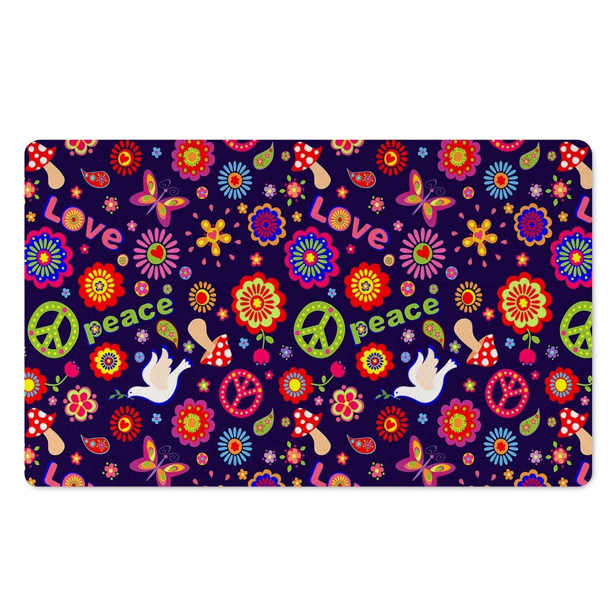 Hippie Floral Door Mat-grizzshop