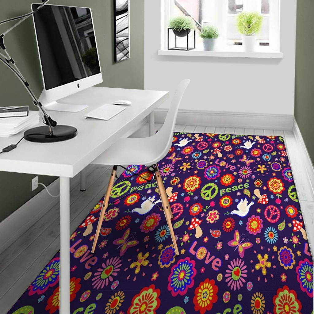 Hippie Floral Floor Mat-grizzshop