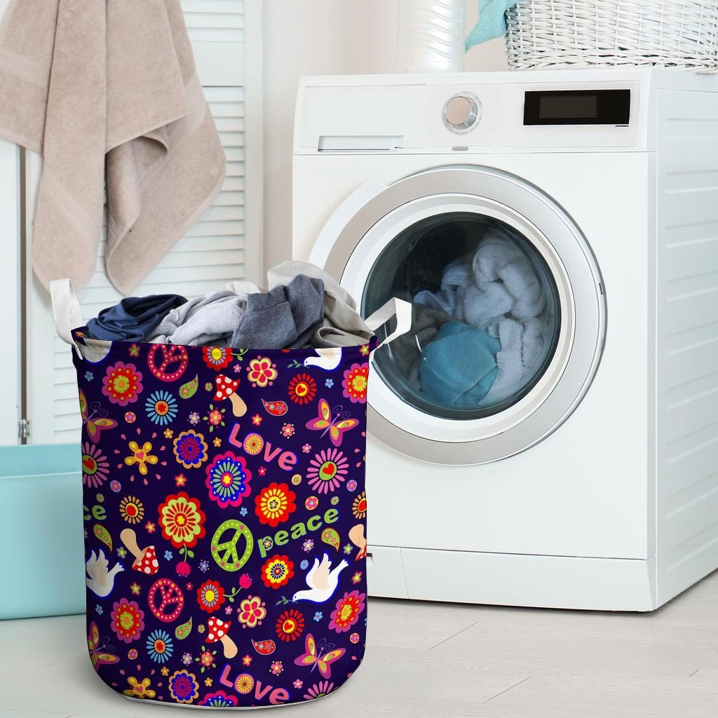 Hippie Floral Laundry Basket-grizzshop