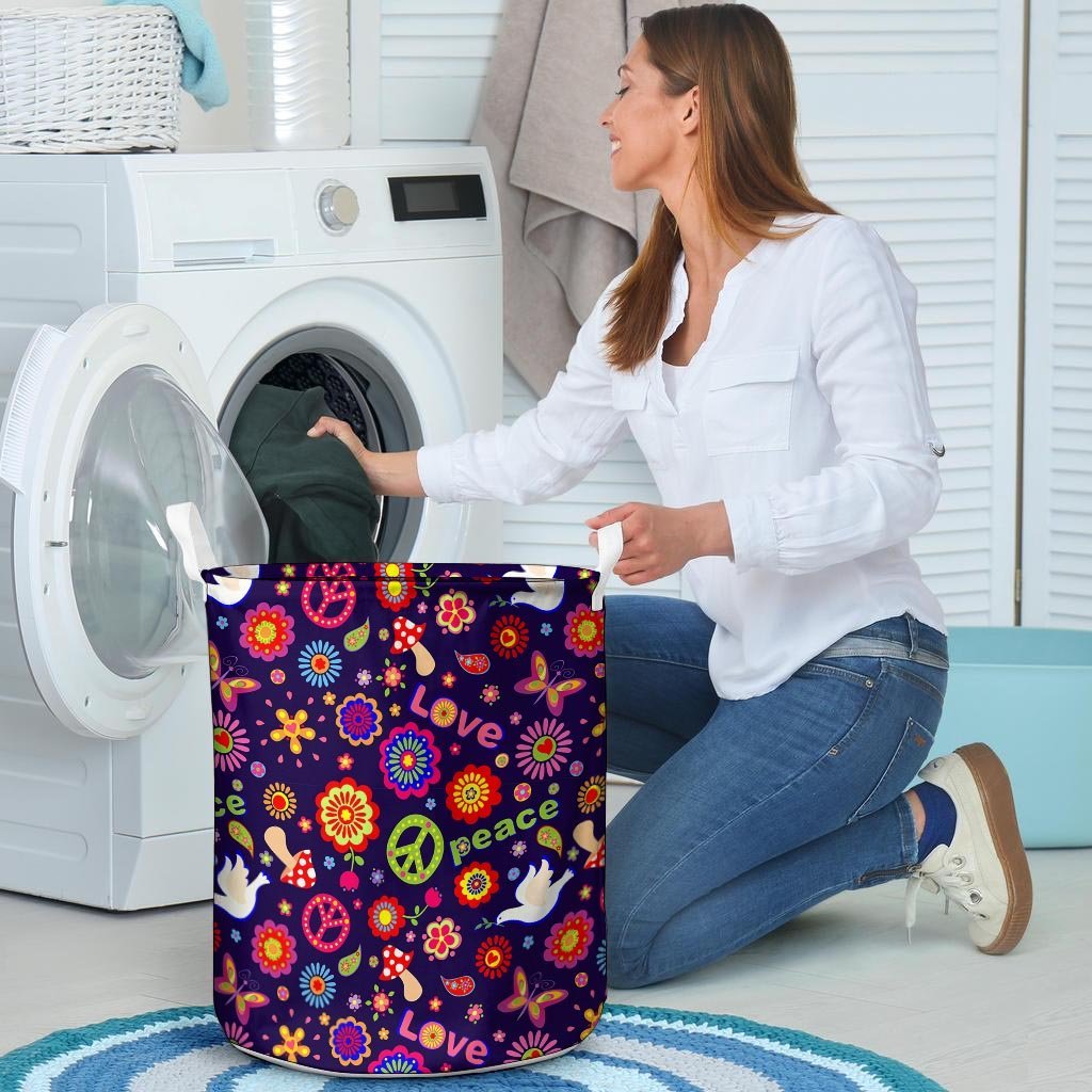 Hippie Floral Laundry Basket-grizzshop