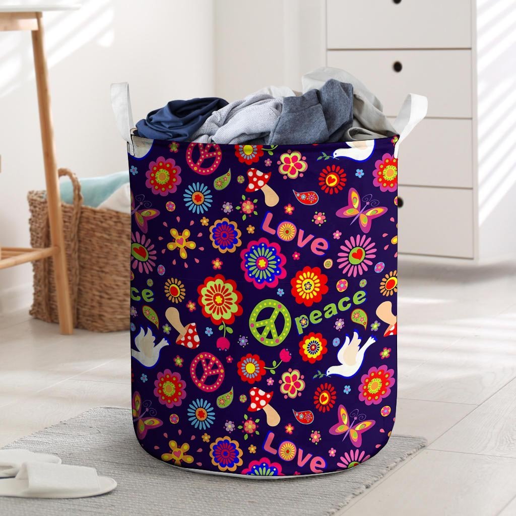 Hippie Floral Laundry Basket-grizzshop