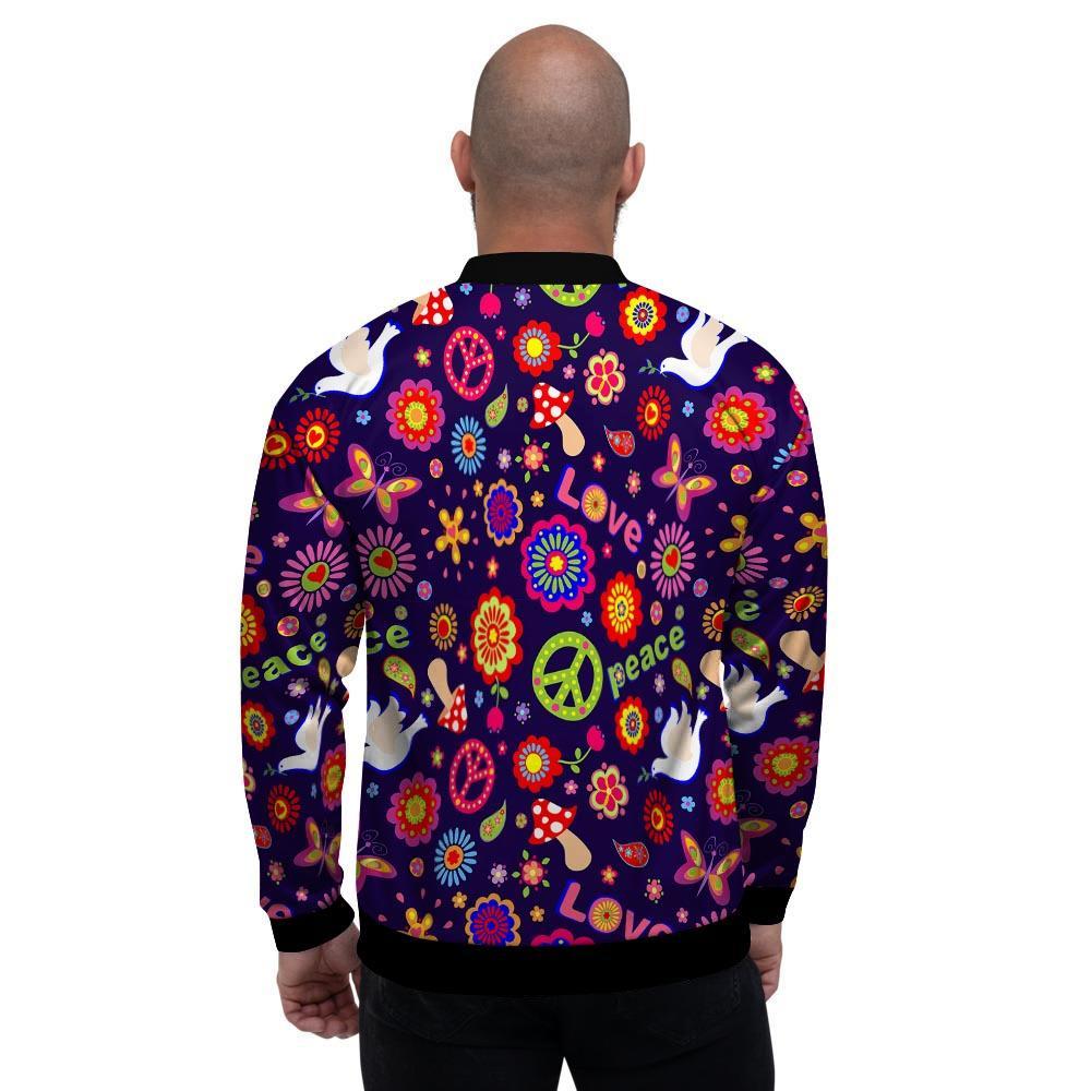 Hippie Floral Men's Bomber Jacket-grizzshop