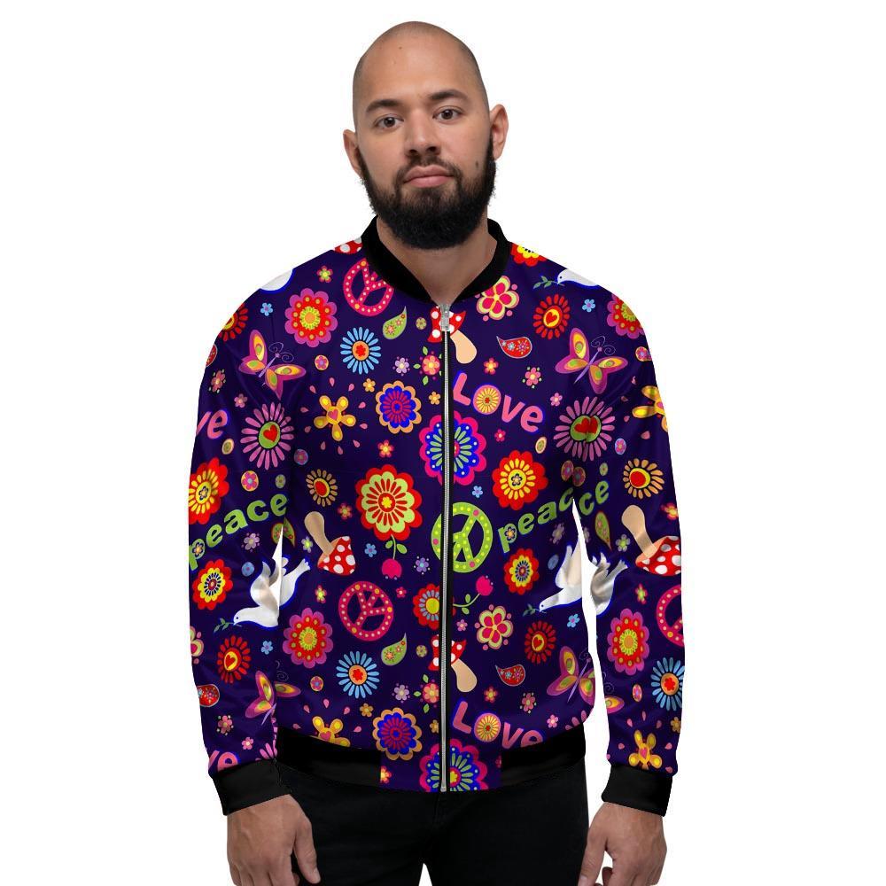 Hippie Floral Men's Bomber Jacket-grizzshop