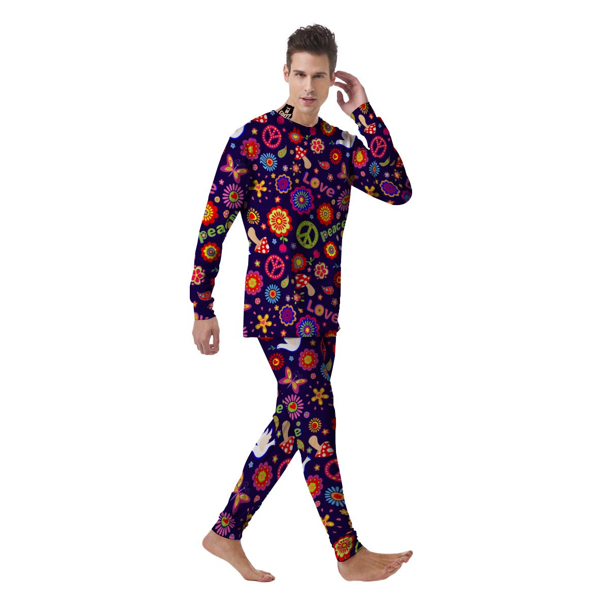 Hippie Floral Men's Pajamas-grizzshop